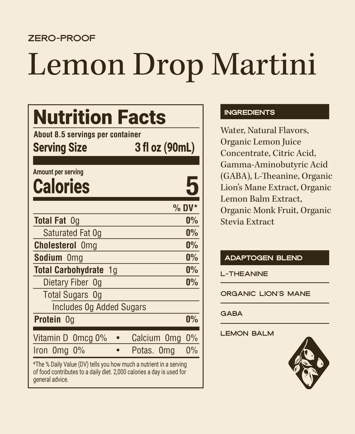 Lemon Drop Martini Nutrition and Ingredients